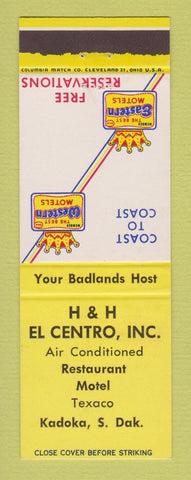Matchbook Cover - Best Western H&H El Centro Kadoka SD