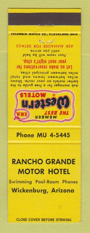 Matchbook Cover - Best Western Rancho Grande Motor Hotel Wickenburg AZ WEAR