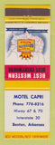 Matchbook Cover - Best Western Motel Capri Benton AR