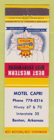 Matchbook Cover - Best Western Motel Capri Benton AR