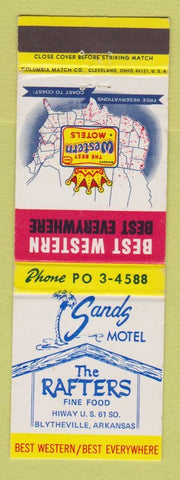 Matchbook Cover - Best Western Sands Motel Rafters Blytheville AR