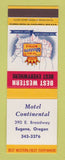 Matchbook Cover - Best Western Motel Continental Eugene OR