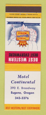 Matchbook Cover - Best Western Motel Continental Eugene OR