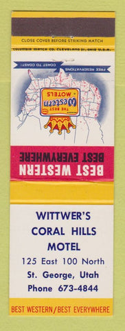 Matchbook Cover - Best Western Wittwer's Coral Hills Motel St George UT