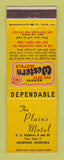 Matchbook Cover - Best Western Plains Motel Holdrege NE