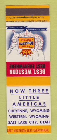 Matchbook Cover - Best Western Little America Cheyenne Western WY Salt Lake City