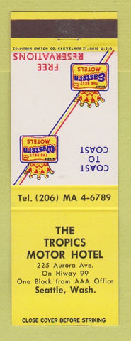 Matchbook Cover - Best Western Tropics Motor Hotel Seattle WA