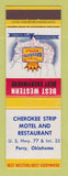 Matchbook Cover - Best Western Cherokee Strip Motel Perry OK