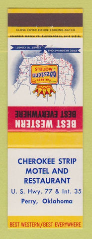 Matchbook Cover - Best Western Cherokee Strip Motel Perry OK