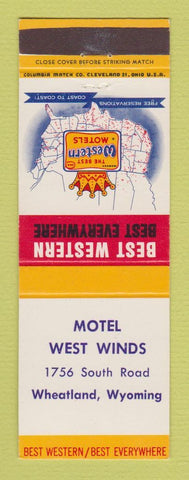 Matchbook Cover - Best Western Motel West Winds Wheatland WY
