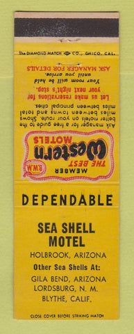 Matchbook Cover - Best Western Sea Shell Motel Holbrook AZ Gila Bend Blythe CA