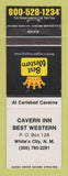 Matchbook Cover - Best Western Cavern Inn White's City NM