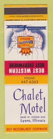 Matchbook Cover - Best Western Chalet Motel Lyons IL