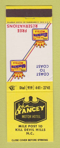 Matchbook Cover - Best Western John Yancey Motor Hotel Kill Devil Hills NC