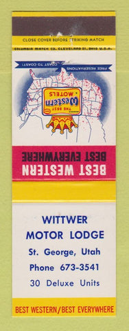 Matchbook Cover - Best Western Wittwer Motor Lodge St George UT