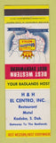 Matchbook Cover - Best Western H&H El Centro Kadoka SD