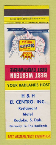 Matchbook Cover - Best Western H&H El Centro Kadoka SD