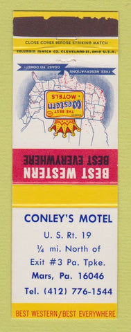 Matchbook Cover - Best Western Conley's Motel Mars PA