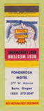 Matchbook Cover - Best Western Ponderosa Motel Burns OR