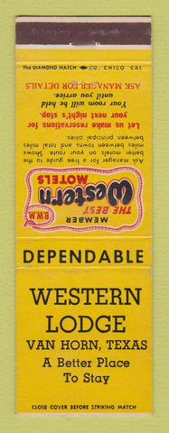 Matchbook Cover - Best Western Western Lodge Van Horn TX