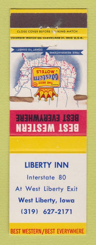 Matchbook Cover - Best Western Liberty Inn West Liberty IA