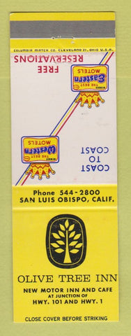 Matchbook Cover - Best Western Olive Tree Inn San Luis Obispo CA