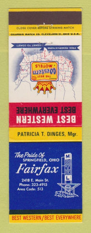 Matchbook Cover - Best Western Fairfax Motel Springfield OH