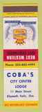 Matchbook Cover - Best Western Coba's City Center Lodge Klamath Falls OR