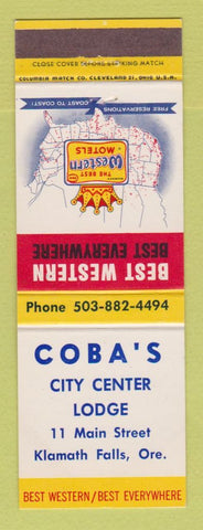 Matchbook Cover - Best Western Coba's City Center Lodge Klamath Falls OR