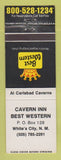 Matchbook Cover - Best Western Cavern Inn White's City NM