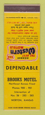 Matchbook Cover - Best Western Brooks Motel Norton KS