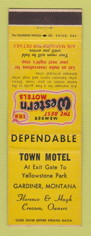 Matchbook Cover - Best Western Town Motel Gardiner MT