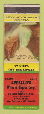 Matchbook Cover - Appello's Liquor Corp Brooklyn NY WEAR