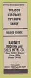 Matchbook Cover - Bartlett Roofing Sheet Metal Lima OH