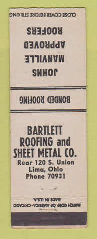 Matchbook Cover - Bartlett Roofing Sheet Metal Lima OH