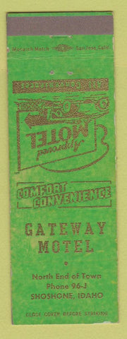 Matchbook Cover - Gateway Motel Shoshone ID