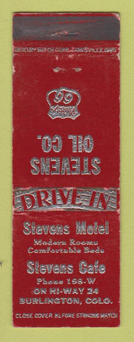 Matchbook Cover - Stevens Phillips 66 oil gas Burlington Colorado cafe WORN