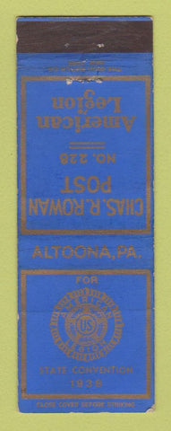 Matchbook Cover - American Legion Chas Rowan Post 1938 Altoona PA