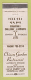 Matchbook Cover - Chinese Garden Restaurant Sunnyvale CA