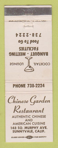 Matchbook Cover - Chinese Garden Restaurant Sunnyvale CA