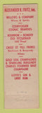 Matchbook Cover - Alexander Fritz Inc Liquor Providence RI feature WEAR