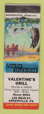 Matchbook Cover - Valentine's Grill Greenville PA