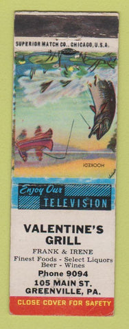 Matchbook Cover - Valentine's Grill Greenville PA