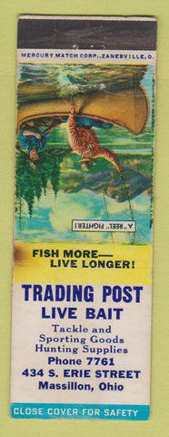 Matchbook Cover - Trading Post Bait Sporting Goods Massillon OH WORN