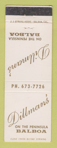 Matchbook Cover - Dillman's Balboa San Diego CA