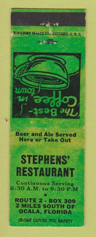 Matchbook Cover - Stephens' Restaurant Ocala FL WEAR