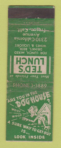 Matchbook Cover - Ted's Lunch Fresno CA WORN