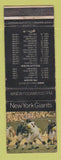 Matchbook Cover - New York Giants Football Schedule WNEW Radio Palisades Park