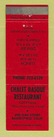Matchbook Cover - Chalet Basque Restaurant Bakersfield CA