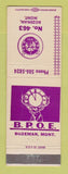 Matchbook Cover - Elks Lodge Bozeman MT
